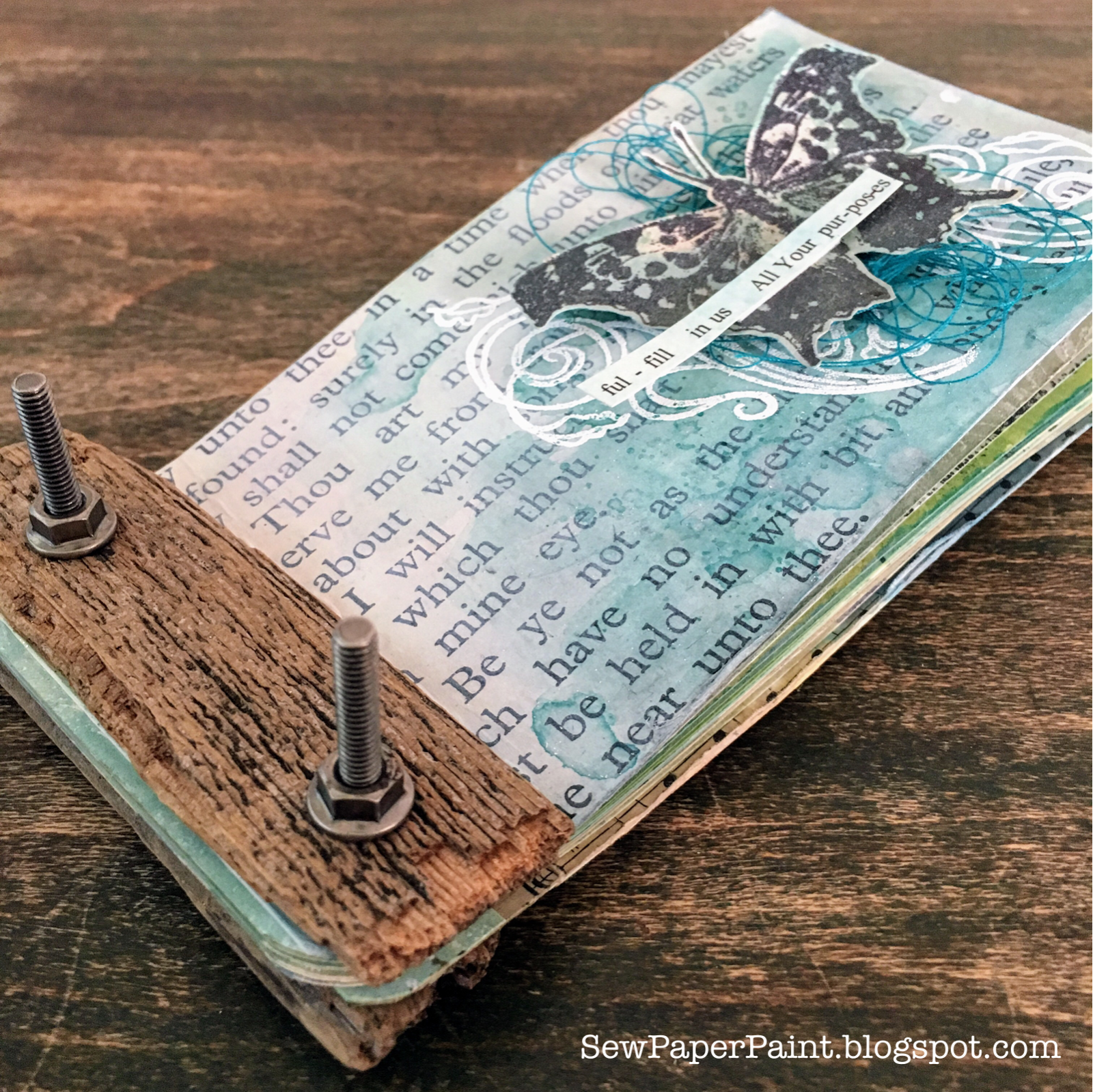SewPaperPaint Weathered Wood Book Binding for PaperArtsy
