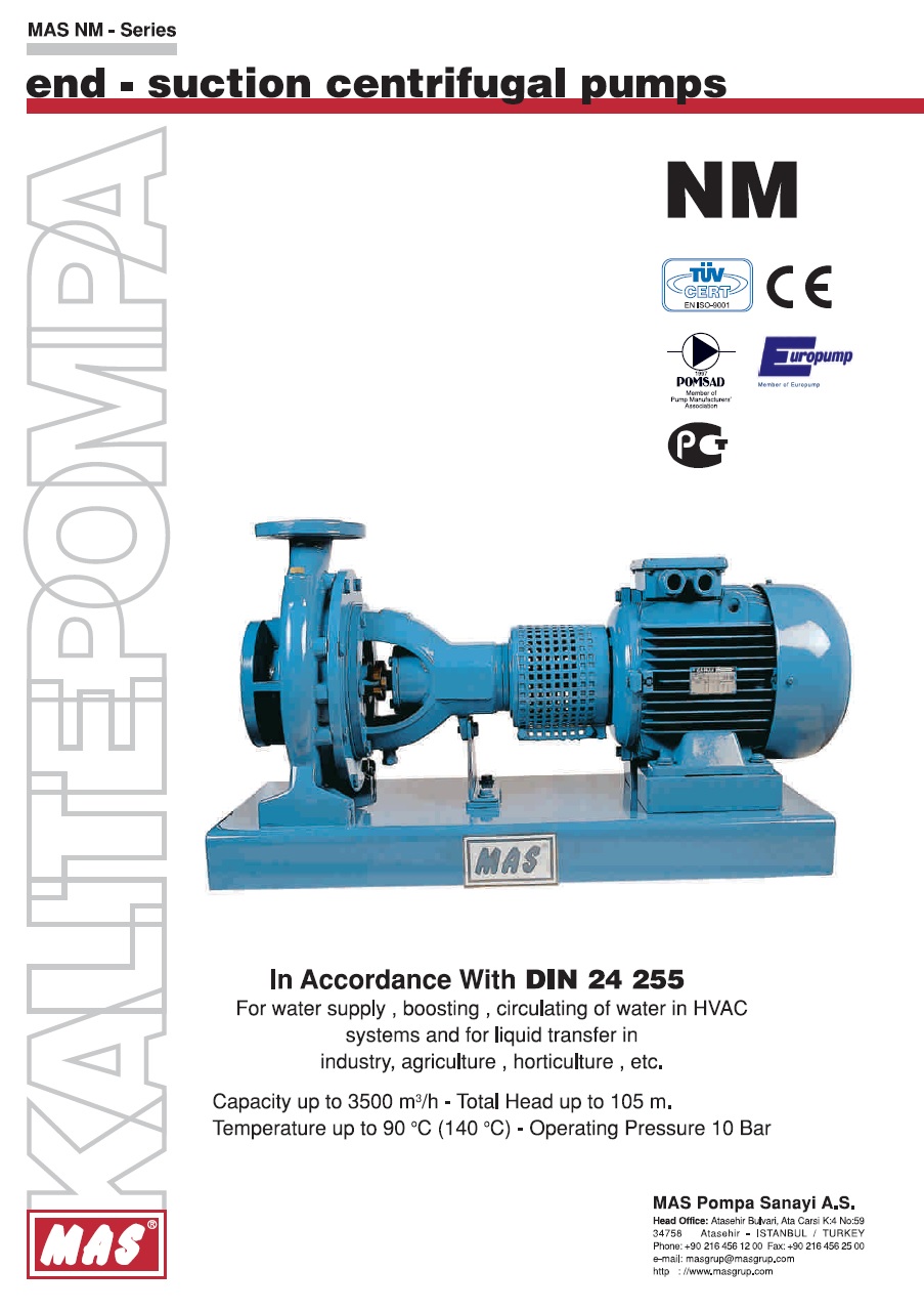Pt Fantasi Rekasembada Distributor Pompa Industri Pompa Proses Mas Pump Nm Series Centrifugal End Suction