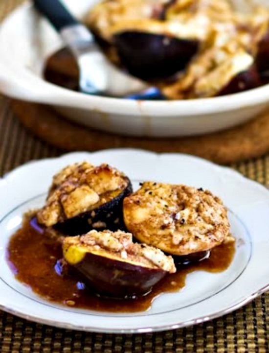 Roasted Figs with Goat Cheese and Balsamic-Agave Glaze