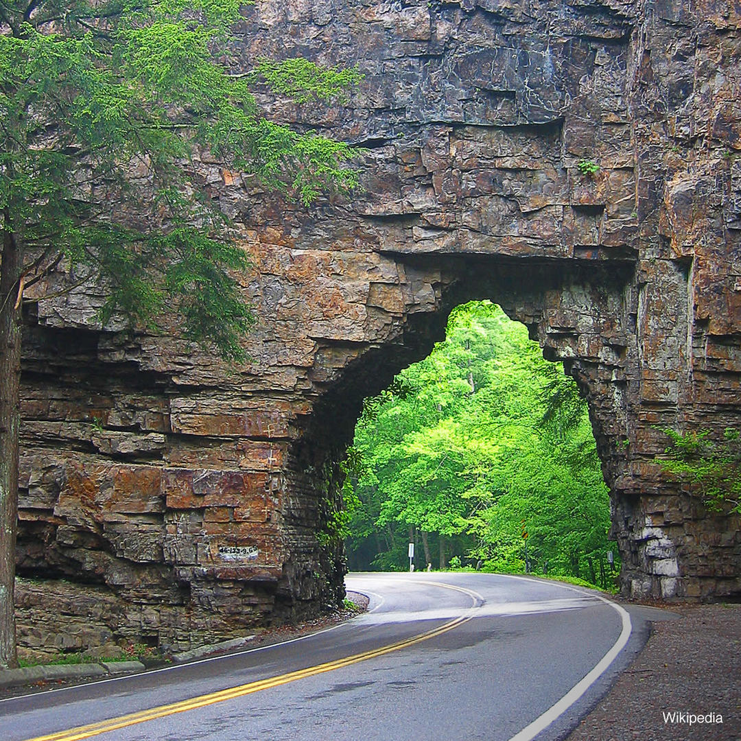 Just A Car Guy Backbone Rock, often called "the World's Shortest Tunnel"