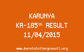 Karunya KR 185 Lottery Result 11-4-2015