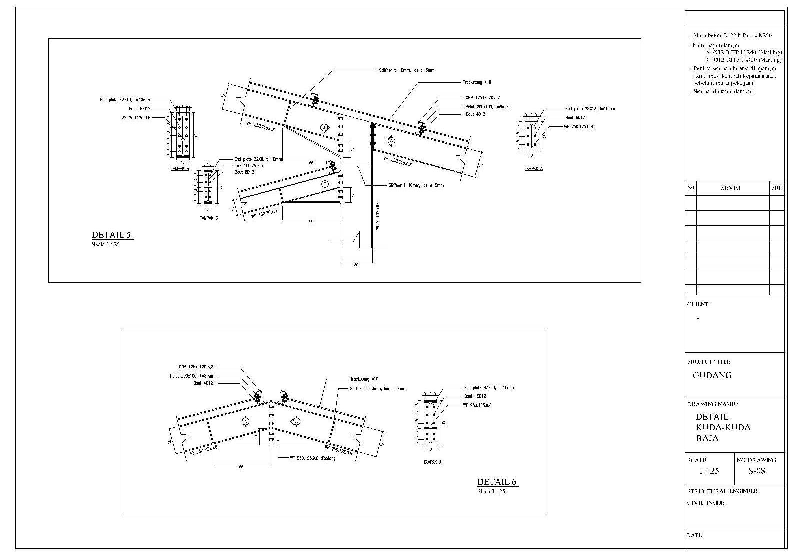 Gambar Kerja Konstruksi Baja Wf Dwg - Homecare24
