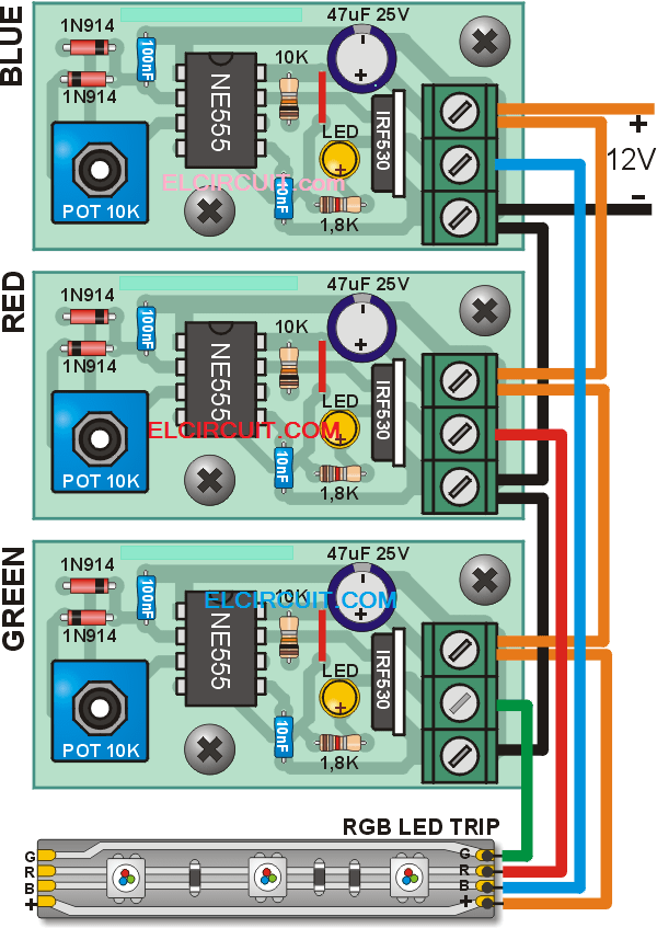 LED Strips Dimmer with 555 Circuit Electronic Circuit