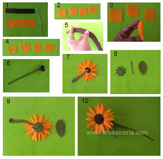 Cara membuat bunga matahari berbahan kain flanel