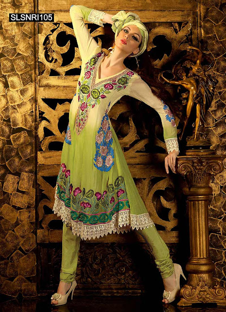 Latest Indian Frocks With Churidar Pajmas Collection 2013