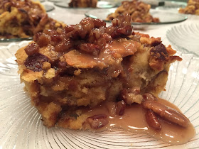 Praline Pretzel Bread Pudding served at a holiday party