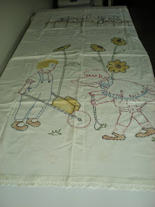 Vintage Embroidered Crib Sheet