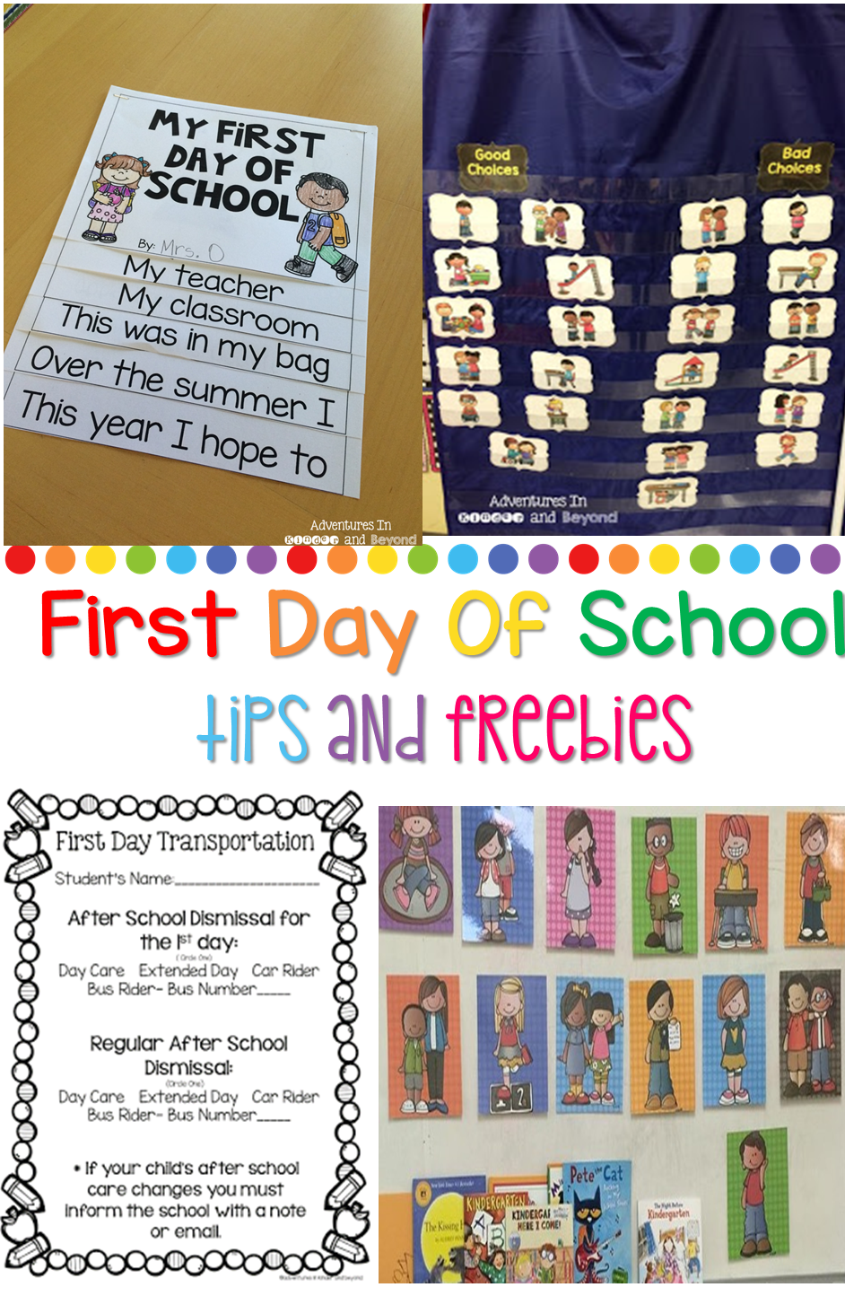Adventures in Kinder and Beyond: First Day of School- 4 tips to help!