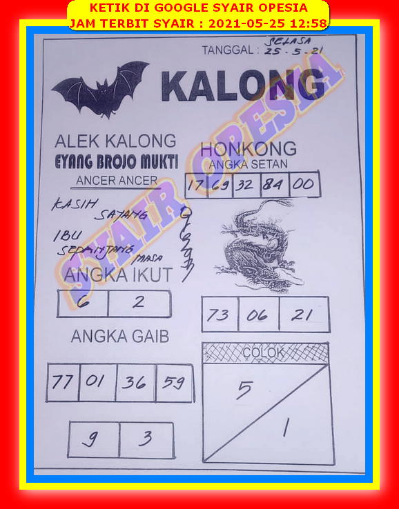 Syair Hk Malam Ini Selasa 25 Mei 2021 Opesia Official