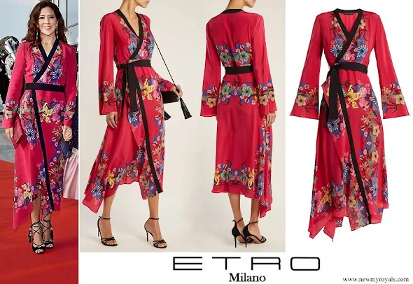 Crown Princess Mary wore ETRO Fluorite Printed Silk Dress