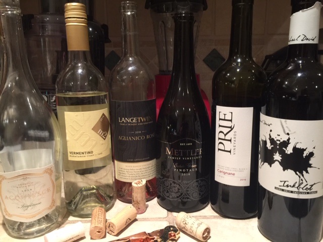 Six Lodi wine bottles