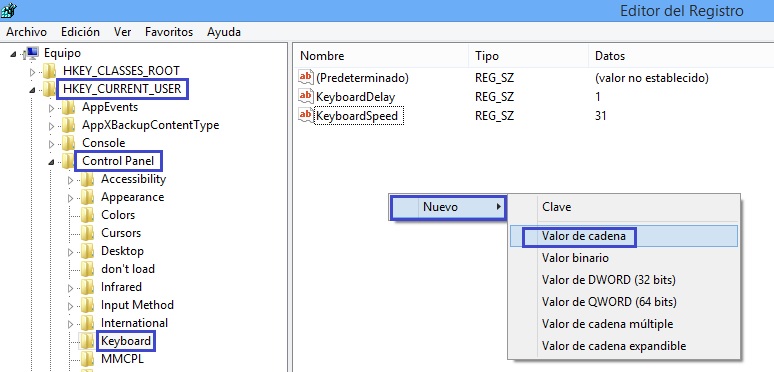activar bloqueo numérico al iniciar windows 8