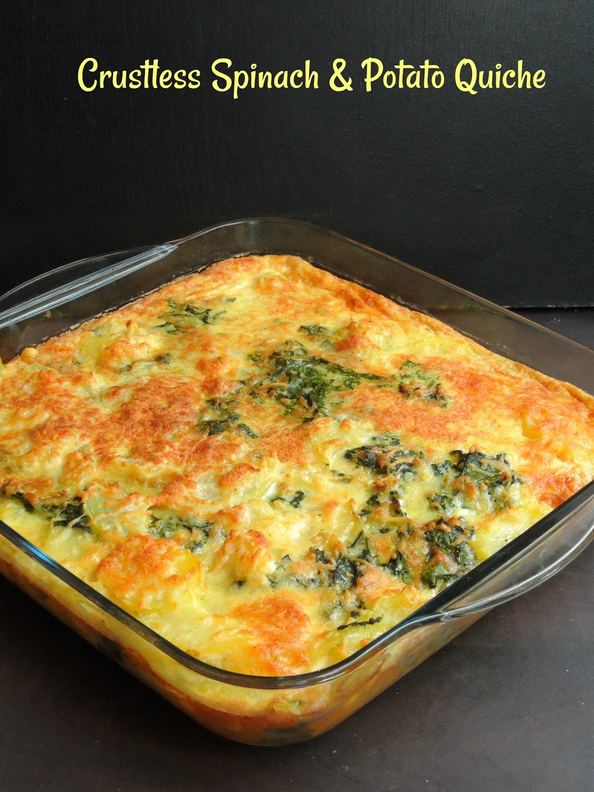Priya's Versatile Recipes: Crustless Spinach & Potato Quiche