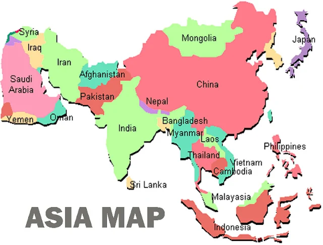 Asia map complete country image