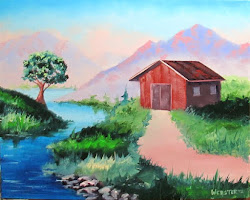 landscape barn mountain painting oil mark webster canvas abstract 8x10