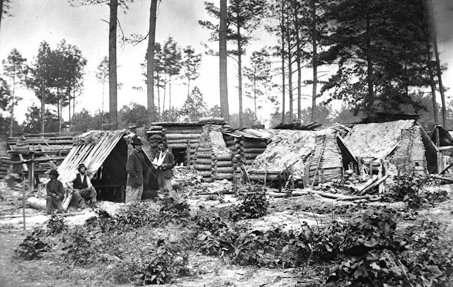A captured Confederate encampment near Petersburg, Virginia, in June of 1864.