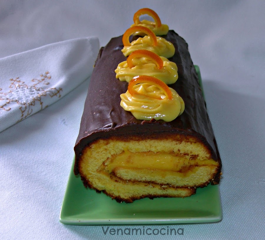 Biscuit Roulé de Naranja y Chocolate