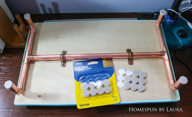 DIY copper and wood plant stand, laptop shelf - easy cheap inexpensive project