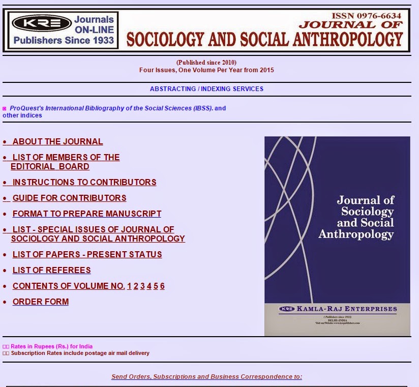 The Journal of Sociology and Social Anthropology (J Sociology Soc Anth