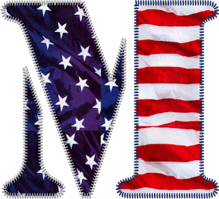 Abecedario con Bandera de Tela USA. Alphabet with USA Flag of Cloth. Falta la V.