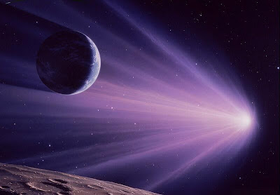 Ilustración de un cometa en las cercanías de la Tierra