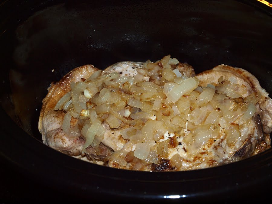 Pellet Smoker Cooking Crockpot Smothered Pork Chops