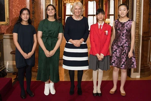 The Duchess congratulated the Commonwealth Essay Competition winners, Zahra Hussain, Ng Woon Neng, Janine Shum and Floria Gu