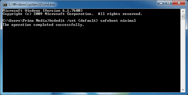 Masuk Safe Mode Melalui Command Prompt - Windows