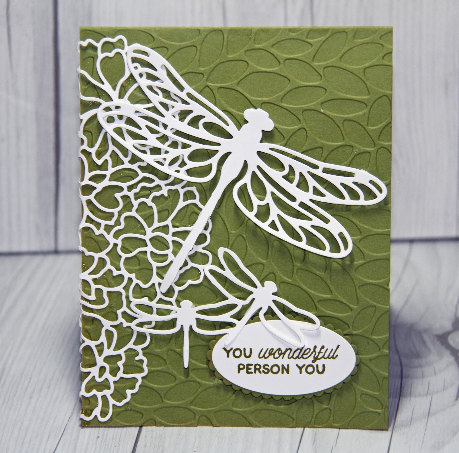 Stamped Sophisticates Card using New Stampin' Up! Dragonfly Die