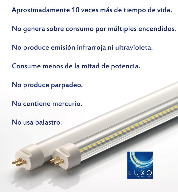 GRUPO EMPRESARIAL LUXO Tubos LED Luxo Vs. Tubos fluorescentes