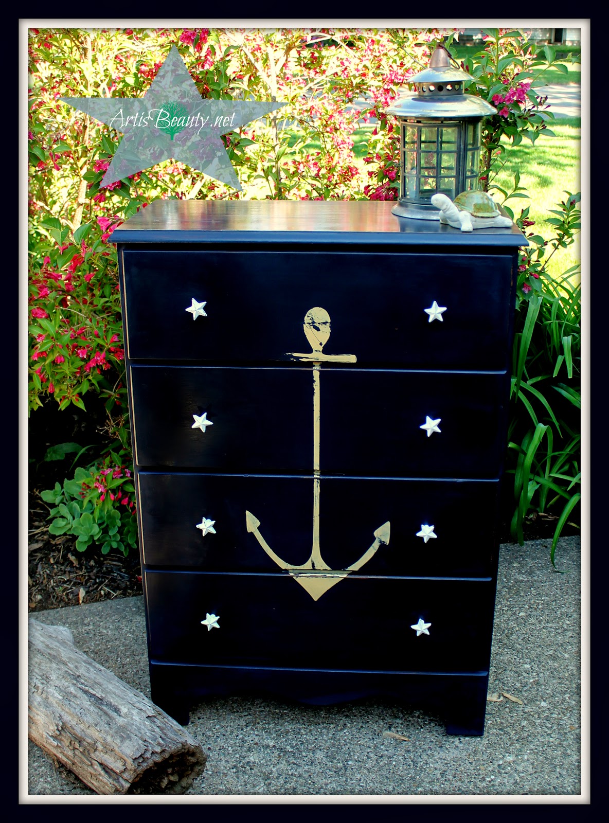 ART IS BEAUTY Vintage ANCHOR Nautical COASTAL dresser MAKEOVER
