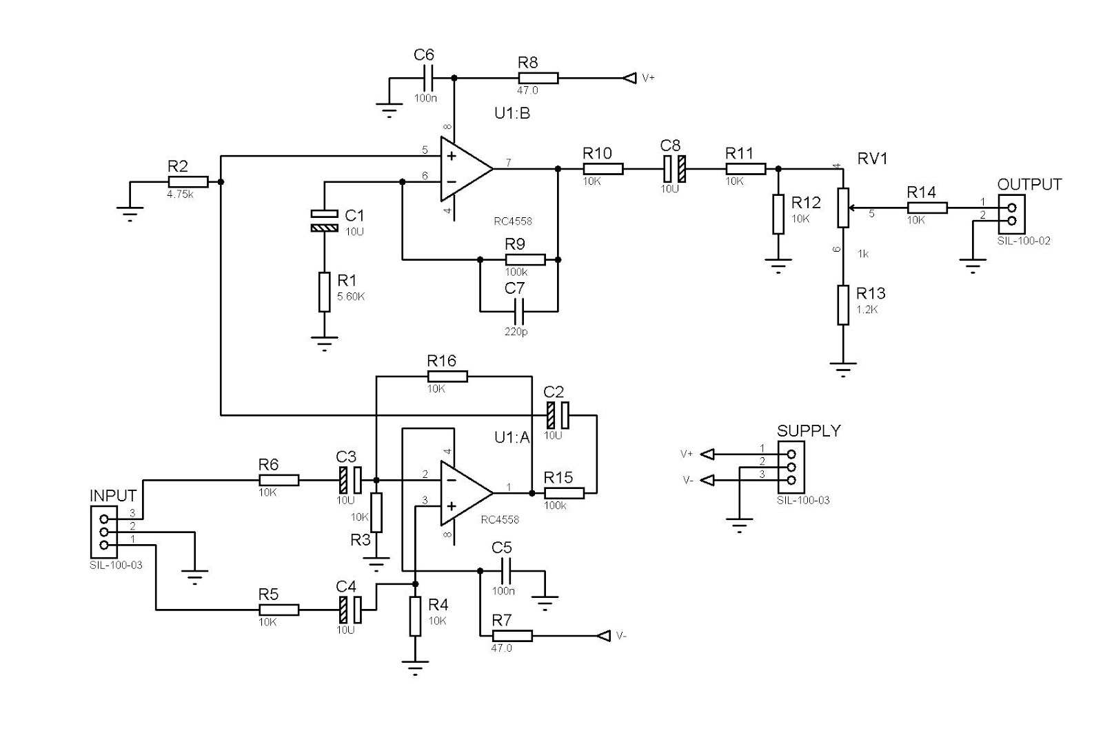 Input Balance Power Amplifier 4558 - SMD - Electronic Circuit