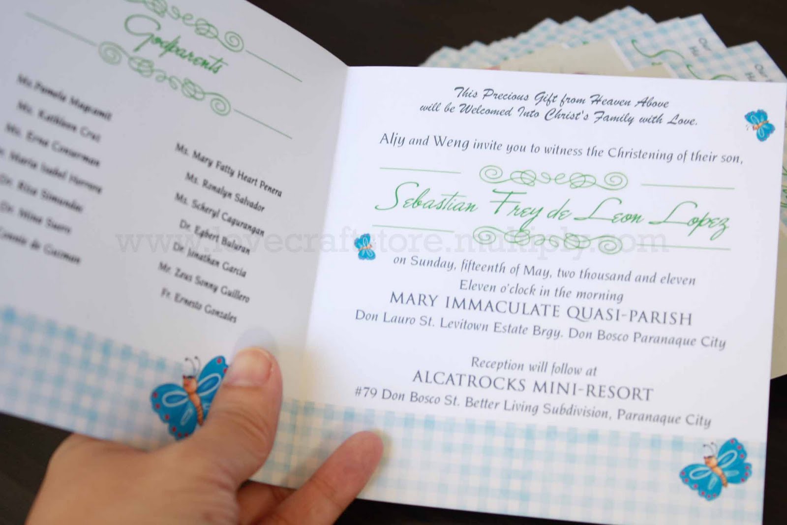 mix of randomness Sebastian Frey's baptismal invitation