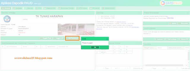 Salam semangat buat rekan OPS PAUD dan guru sekalian Kenapa Setiap Cek Pembaharuan Selalu Keluar Tulisan Please Try Again?