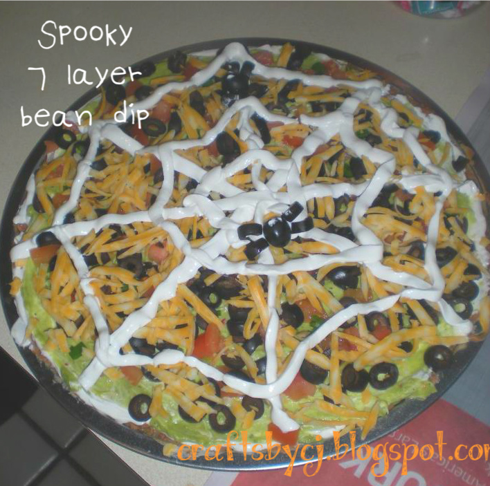 Crafts by CJ Spooky 7 layer bean dip