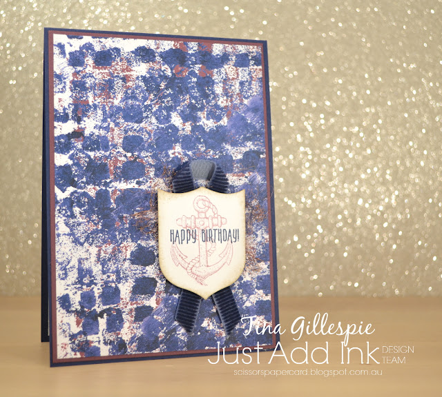 scissorspapercard, Stampin' Up!, Just Add Ink, Guy Greetings, Picture Perfect Birthday, Tranquil Textures DSP
