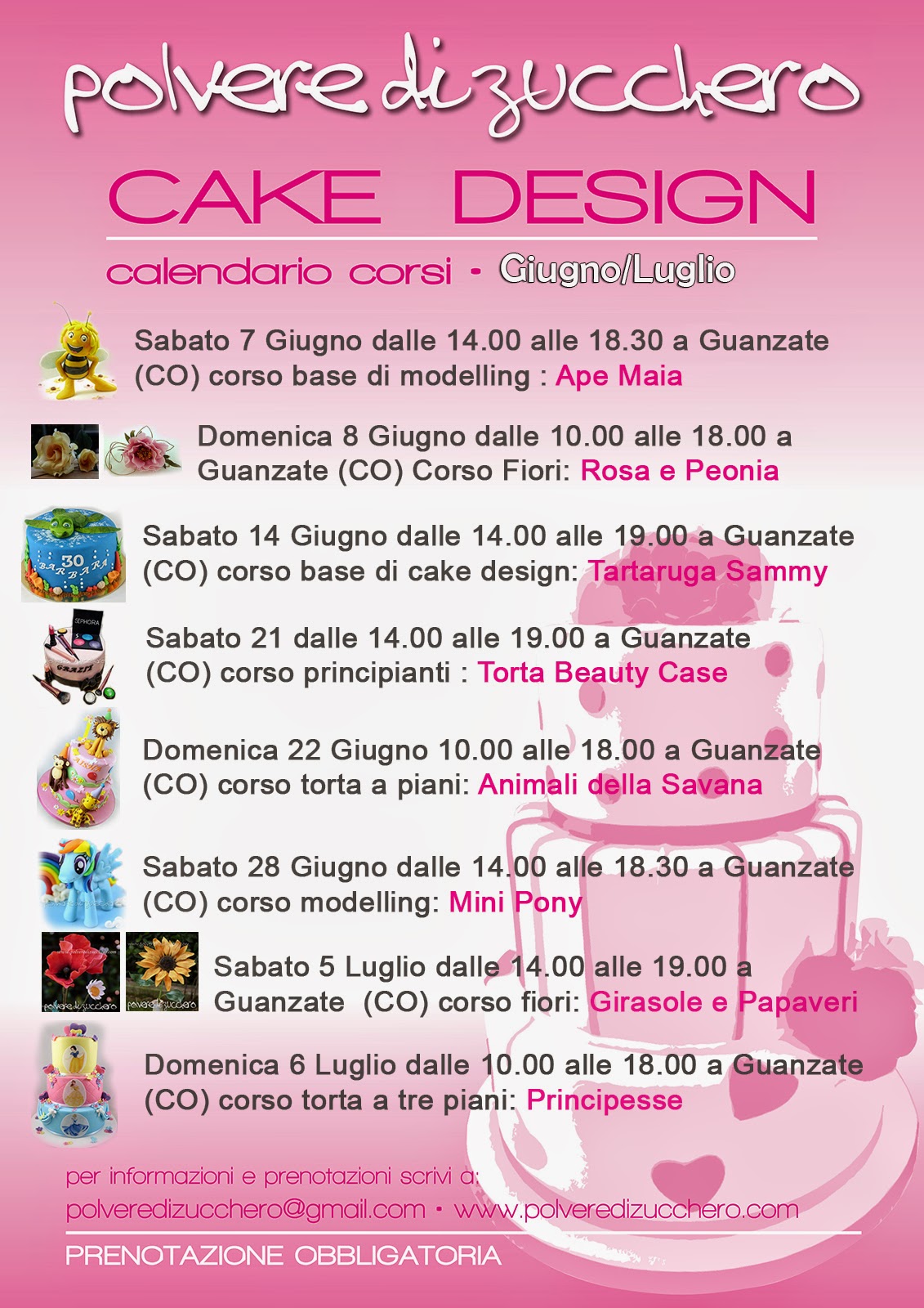 calendario corsi cake design: torte, modelling, biscotti, cupcakes e fiori di zucchero