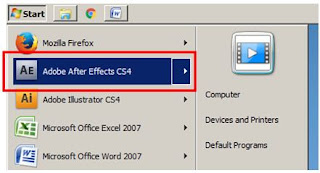 membuka program adobe after effect