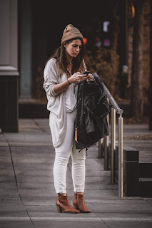 A Woman Texting Messages