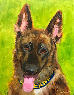 Retired Police Dog, 10x8" oil painting GSD, Pet Portrait, German Shepherd, Police Dog