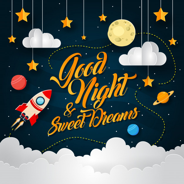 Space Adventure Paper Art Good Night Card Illustration Free Vector
