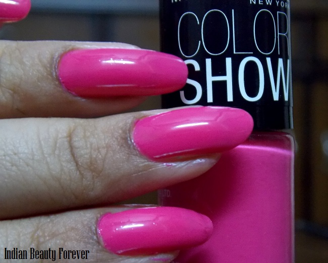 Maybelline color show Feisty Fuchsia nail paints swatches