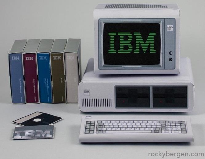 PAPERMAU IBM 5150 Portable Computer Miniature Paper Model by Rocky Bergen
