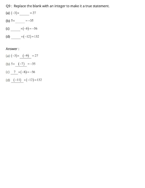 NCERT Solutions of Class 7 MATHS Chapter 1 INTEGERS EXERCISE 1.3 07