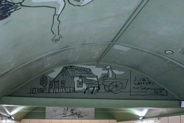 Vagão do Armistício - detalhe do teto com desenho de Poty Lazzarotto