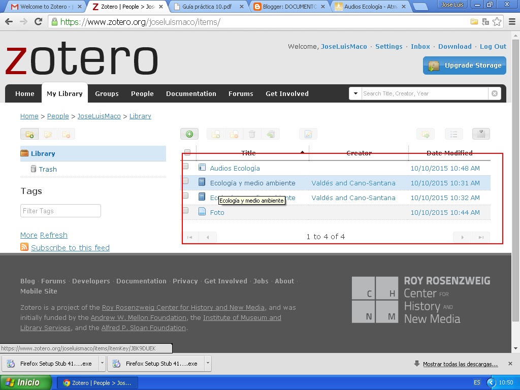 DOCUMENTOS EN LÍNEA GOOGLE DRIVE Zotero, HON CODE, WMC
