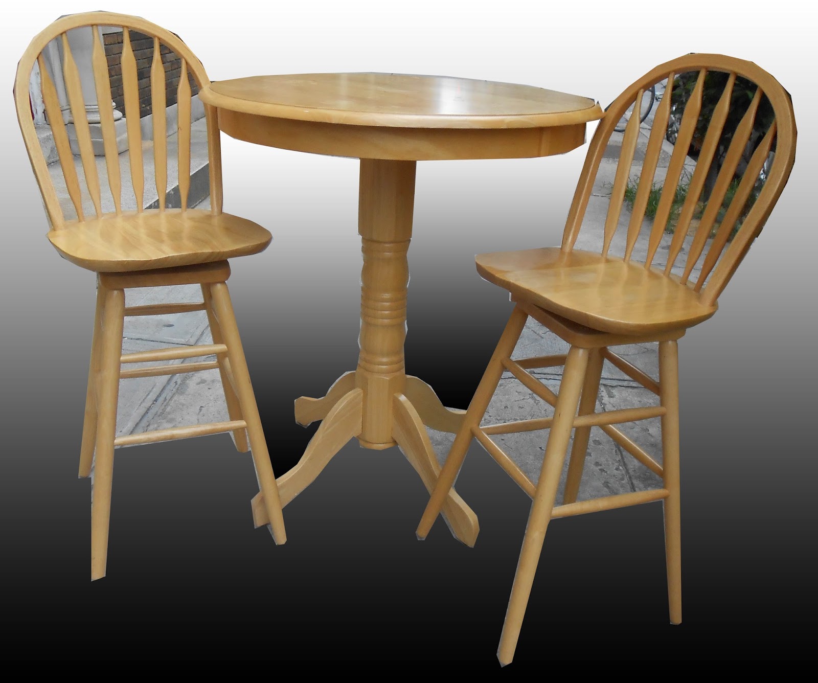 Uhuru Furniture & Collectibles Oak Bar Height Table with 2 Matching