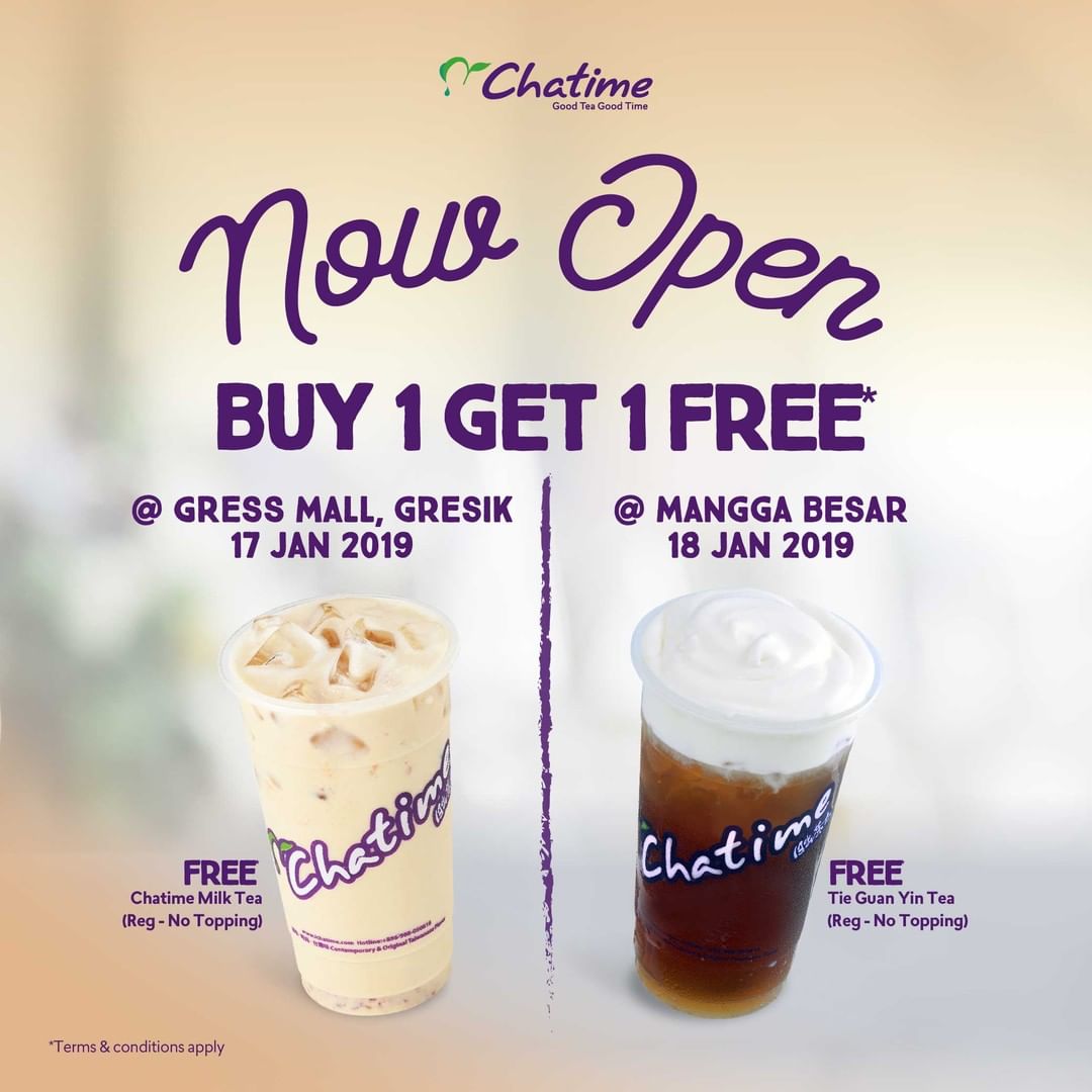 #Chatime - Promo Opening Buy 1 Get 1 Free Gresik atau Free Merchandise Medan #Chatime - Promo Opening Buy 1 Get 1 Free Gresik atau Free Merchandise Medan
