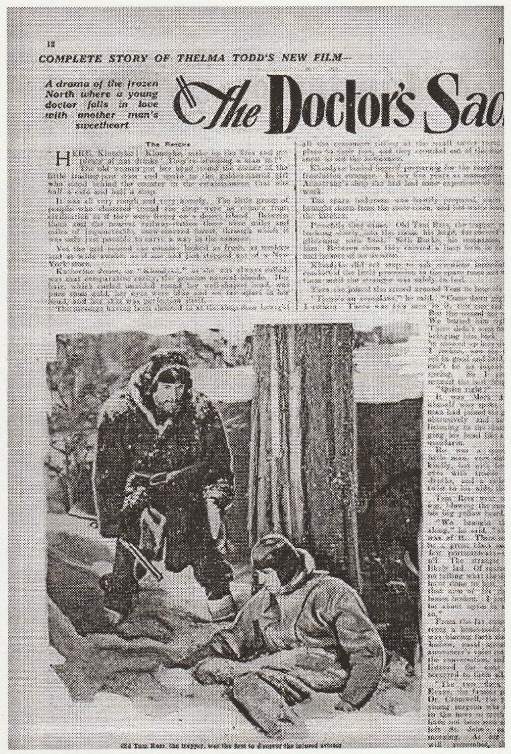 Thelma Todd THE DOCTOR'S SACRIFICE ( KLONDIKE ) Novelization