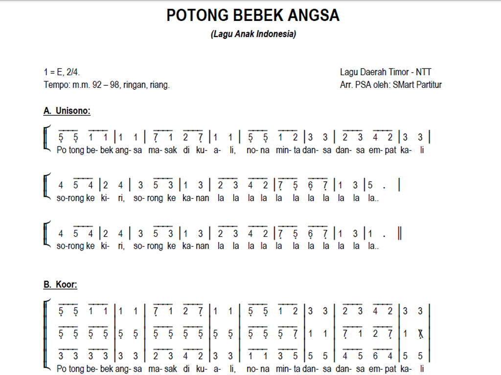 Potong Bebek Angsa Potong Bebek Angsa